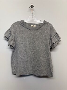 Madewell Heather Gray Ruffle Sleeve Oversized Top